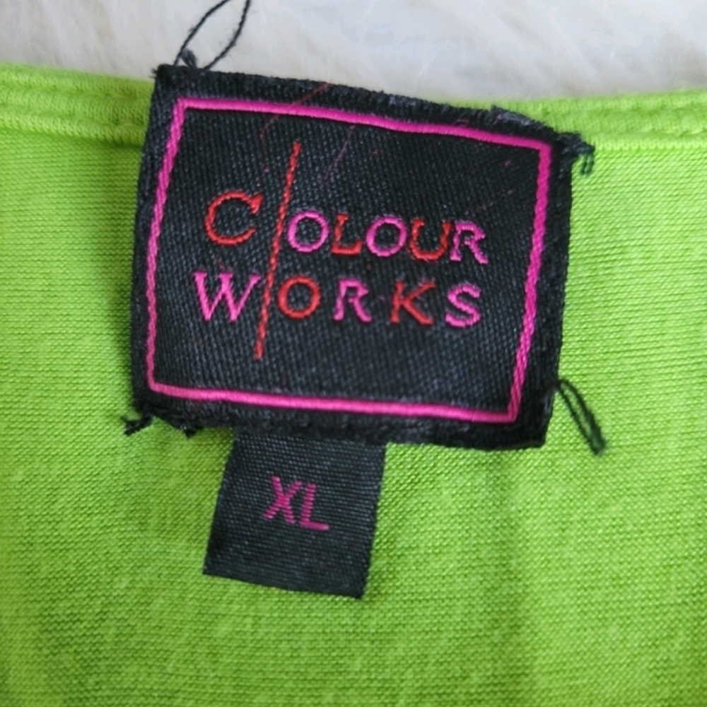 Green Ruched Ruffle Tunic Blouse Colour Works XL - Picture 6 of 6
